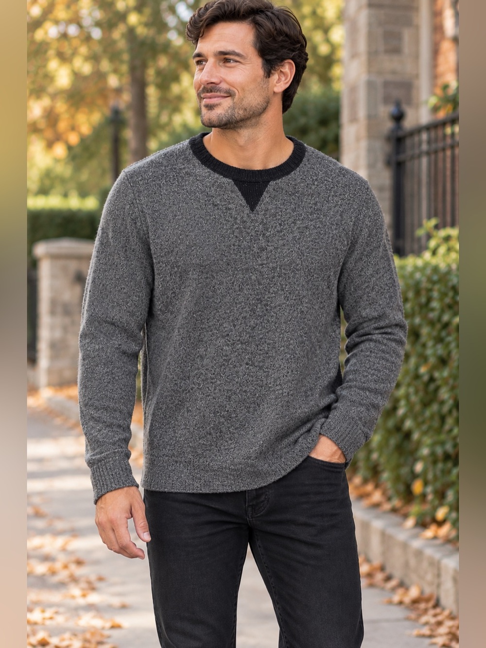 Banana Republic Sweater Gray Merino Wool Filpucci Yarn Pullover Mens Size Large